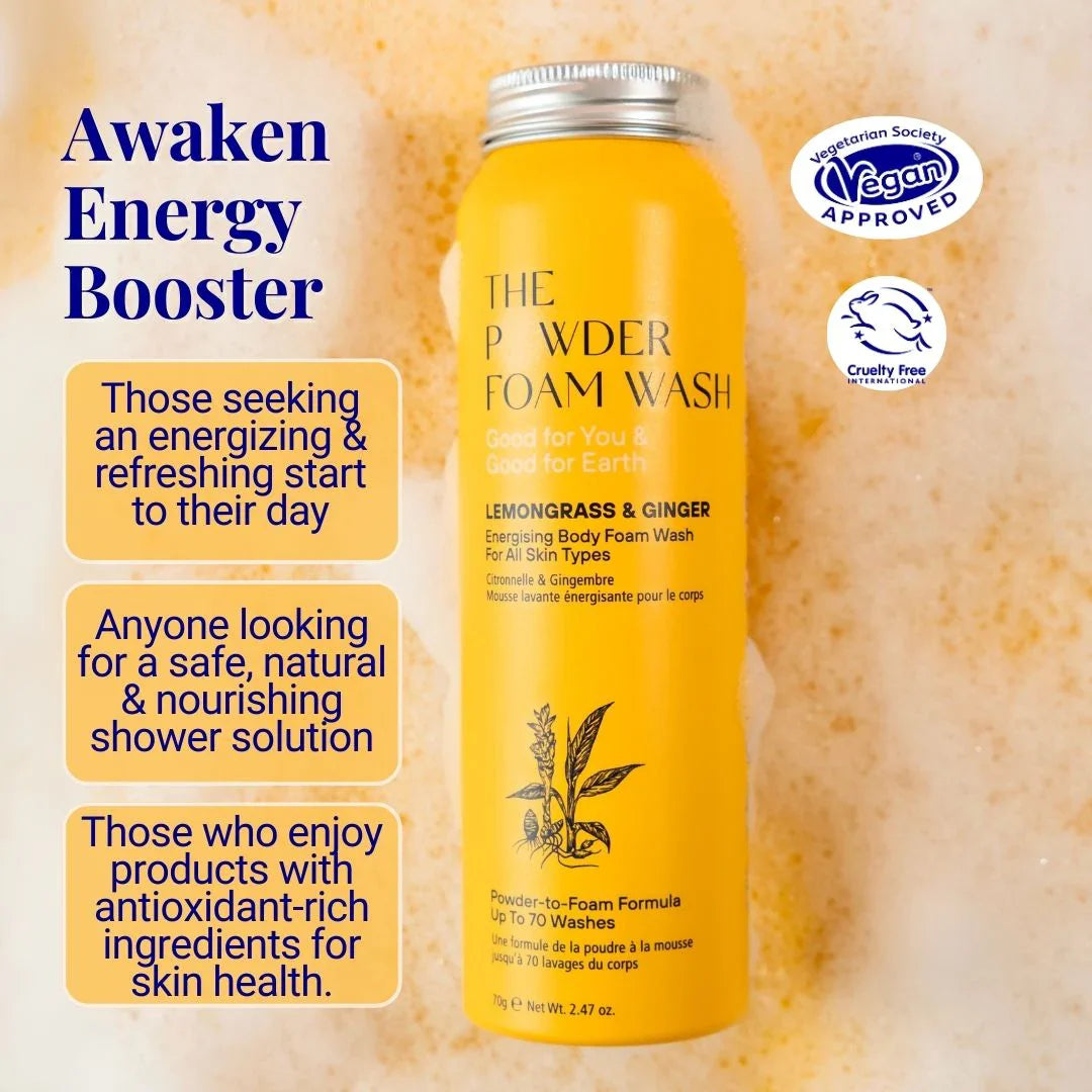 Energising Body Foam Wash For All Skin Types Lemongrass & Turmeric 70g / 2.47oz